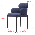 Cadeira de jantar de tecido de veludo de metal azul mtt